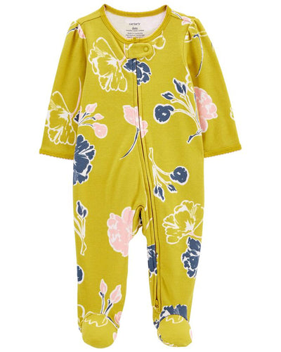 Grenouillère À Fleurs en Coton 2-Way Zip Bébé Carter's - Jaune