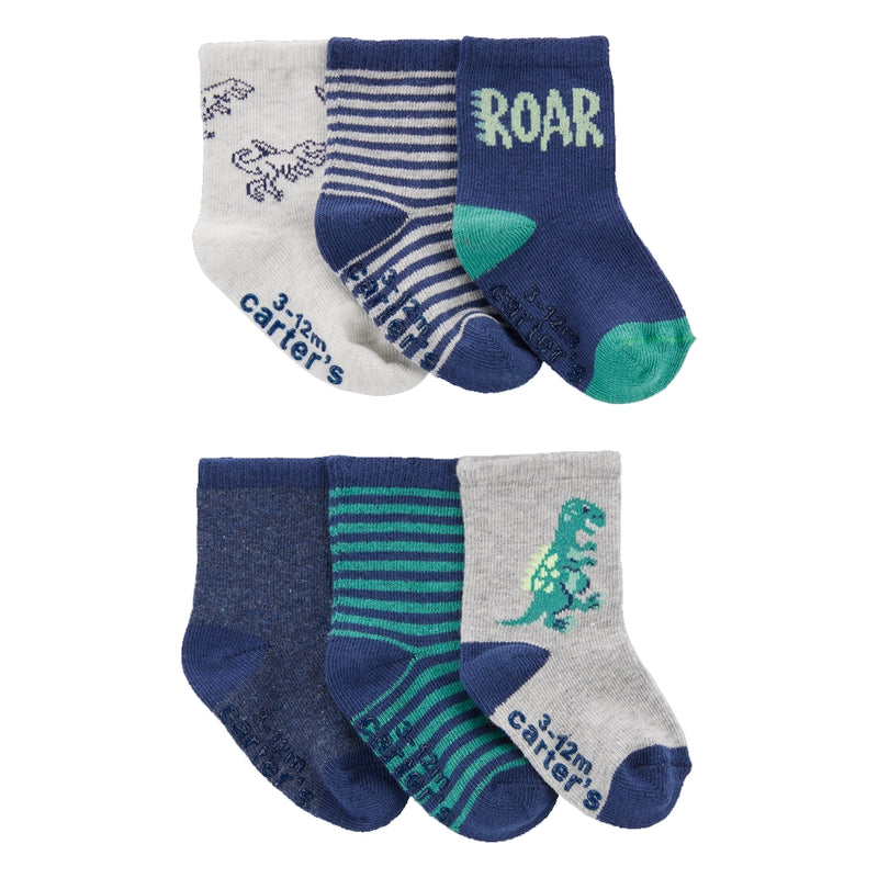 Carter's 6-Pack Booties - Blue & Gray