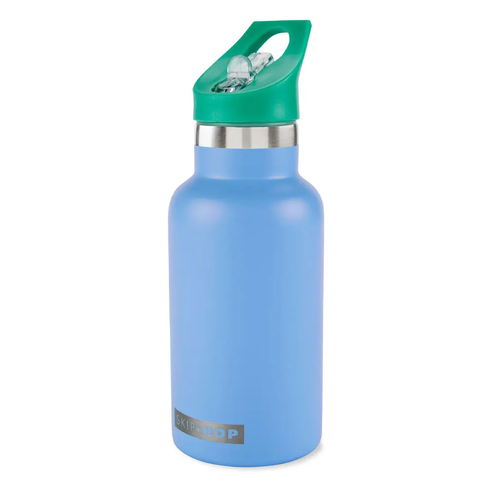 Skip Hop Gourde à Paille en Acier Inoxydable avec Autocollants 380ml - Bleu