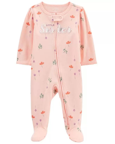 Grenouillère Little Sister en Coton 2-Way Zip Bébé Carter's - Rose