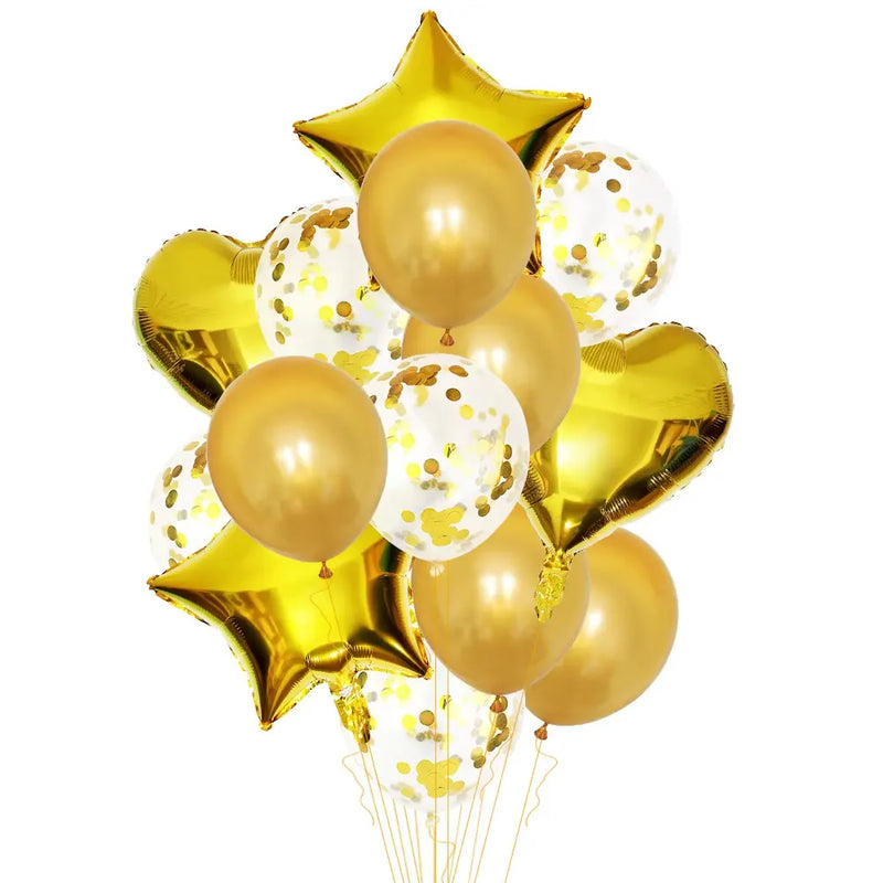 Pack 14 Globos de Fiesta - Dorado