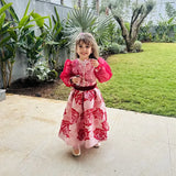 Mami Cami Brocade Girl's Caftan Dress - Red