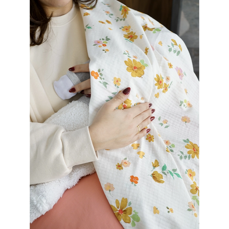 Bambidou Maxi lange 100cmx100cm Gaze de Coton Fleurs