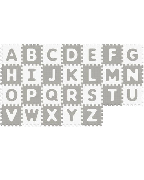Sunta Tapis Puzzle Alphabets 26 Pièces Souple Antibactérien 10M+ - Gris & Blanc