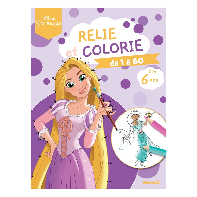 Connect and Color from 1 to 60 Disney Princesses - Connect and Color