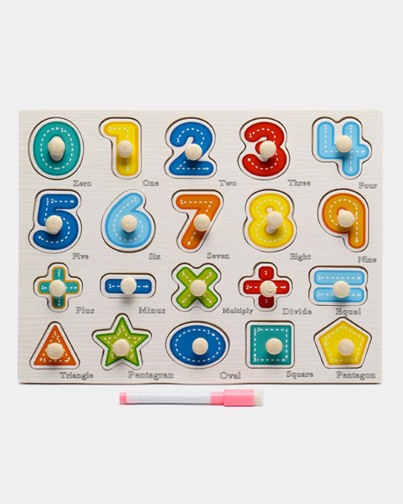 Wooden Educational Puzzle & Slate Numbers 0 to 9 3 years+