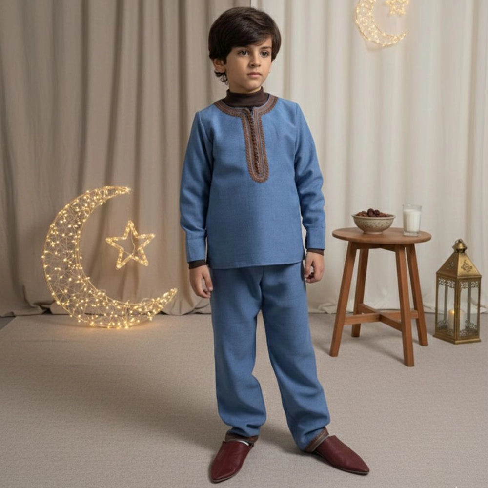 Mami Cami Jabador Garçon en Bleu avec Sfifa Marron