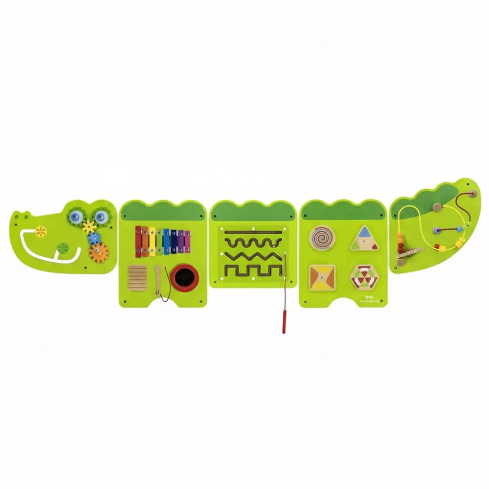 VIGA Toys Juego de Actividades de Pared de Madera Cocodrilo – 18M+