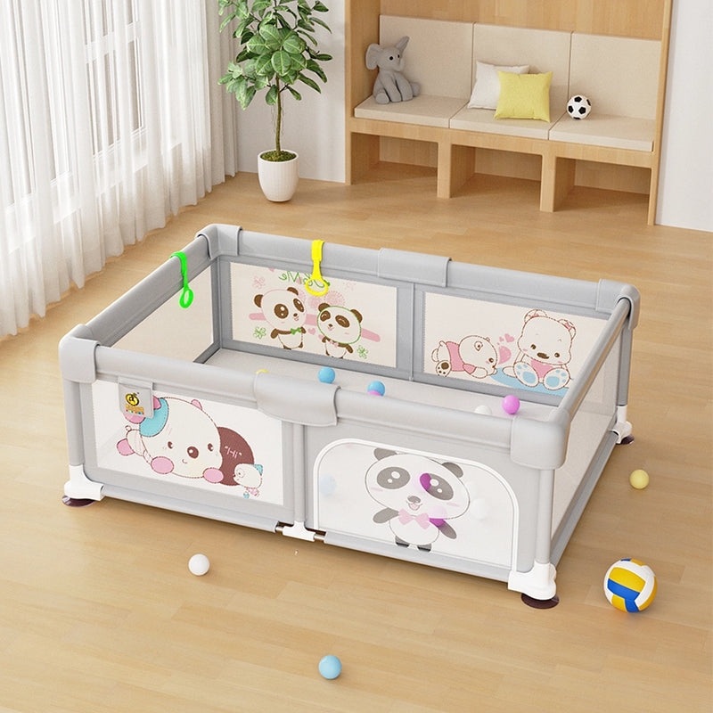 حديقة ألعاب (120×180 سم) مع حاجز أمان - رمادي