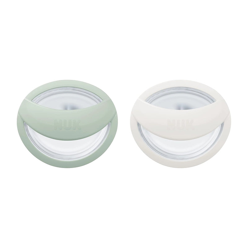 NUK Lote de 2 Chupetes MommyFeel 0-9M - Blanco Roto y Verde
