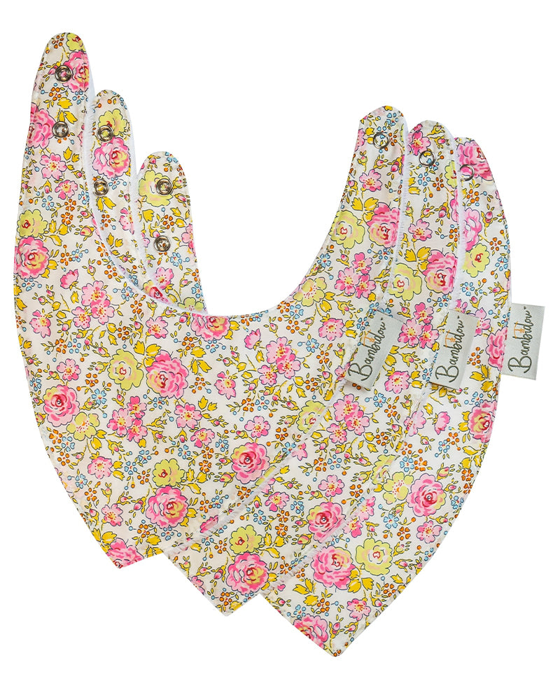 Bambidou Pack de 3 Bavoirs Bandana - Liberty Félicité Rose