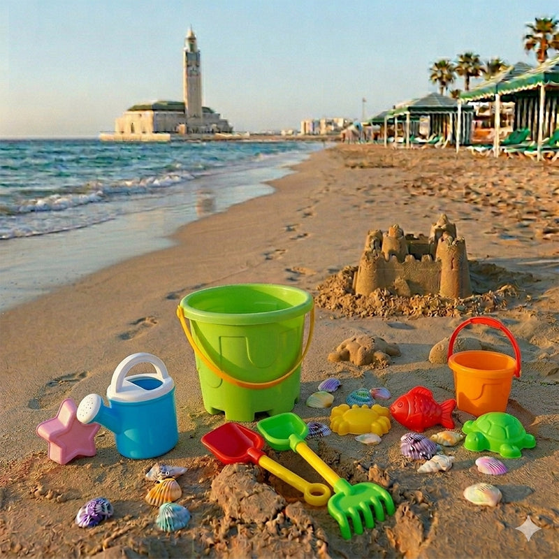 Seau de Plage avec Accessoires Multicolores - Vert