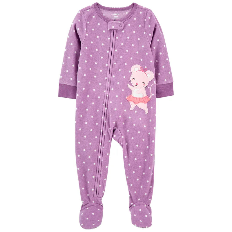 Carter's Fleece Sleepsuit - Purple Mouse