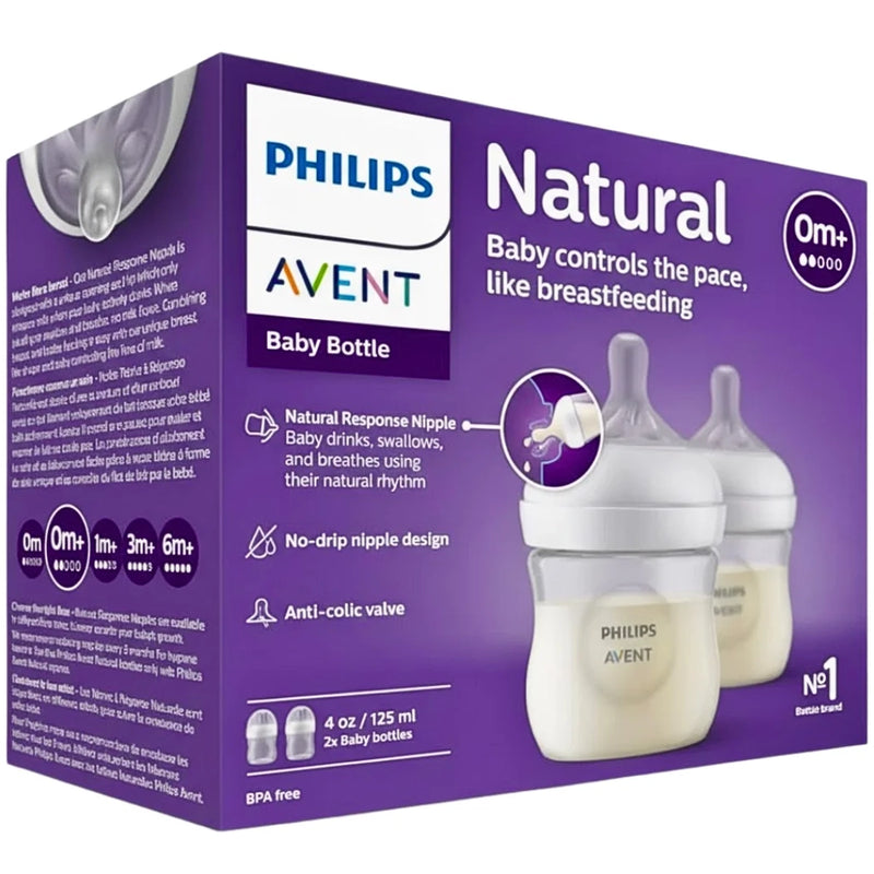 Philips Avent Natural Bottle With Teat 0m+ 2x125ml