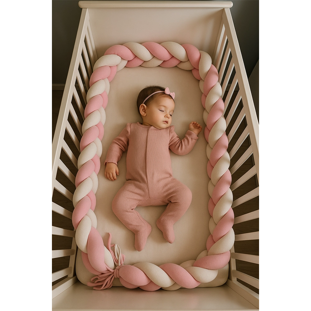 Babymat Protector de cuna trenzado - Rosa