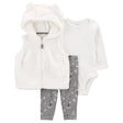 Ensemble 3 Pièces Bébé Carter's - Gris & Blanc