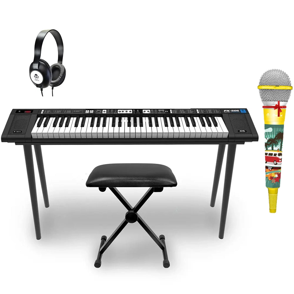 Offre : iDance Pack Complet Clavier Electronique PX505 61 Touches = Microphone Filaire CLM6 Jaune Gratuit