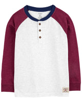 T-shirt Henley À Manches Longues Carter's - Gris & Bourdeau