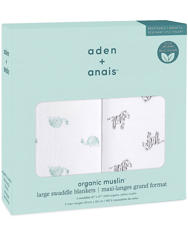 Lot de 2 Maxi-langes en coton Bio Aden+Anais - Animal Kingdom