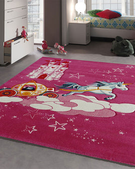 Tapis Rectangulaire Château Licorne Un Amour de Tapis - Rose