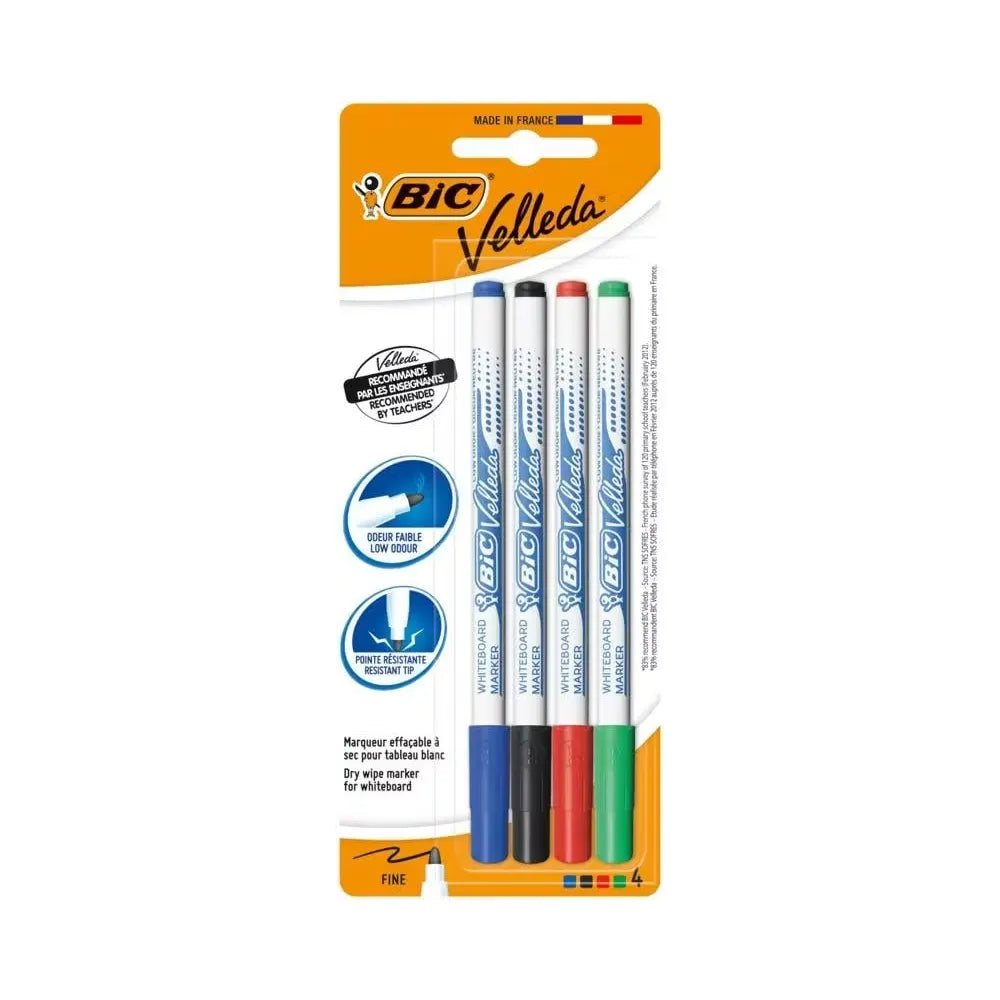BIC® Velleda® 4 Stylos pour Tableau Blanc
