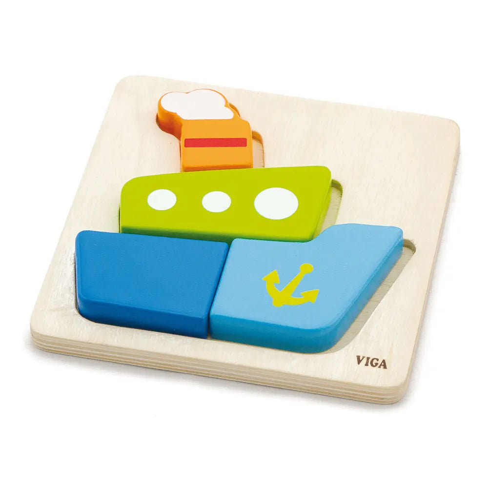 فيجا تويز بازل مكعبات خشبية - قارب