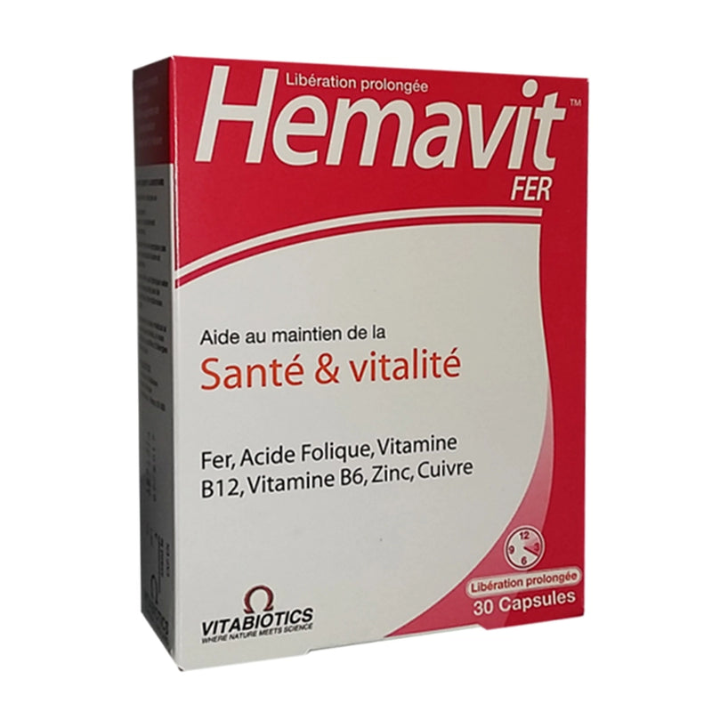 Vitabiotics - Hemavit Fer Santé et Vitalité - 30 capsules
