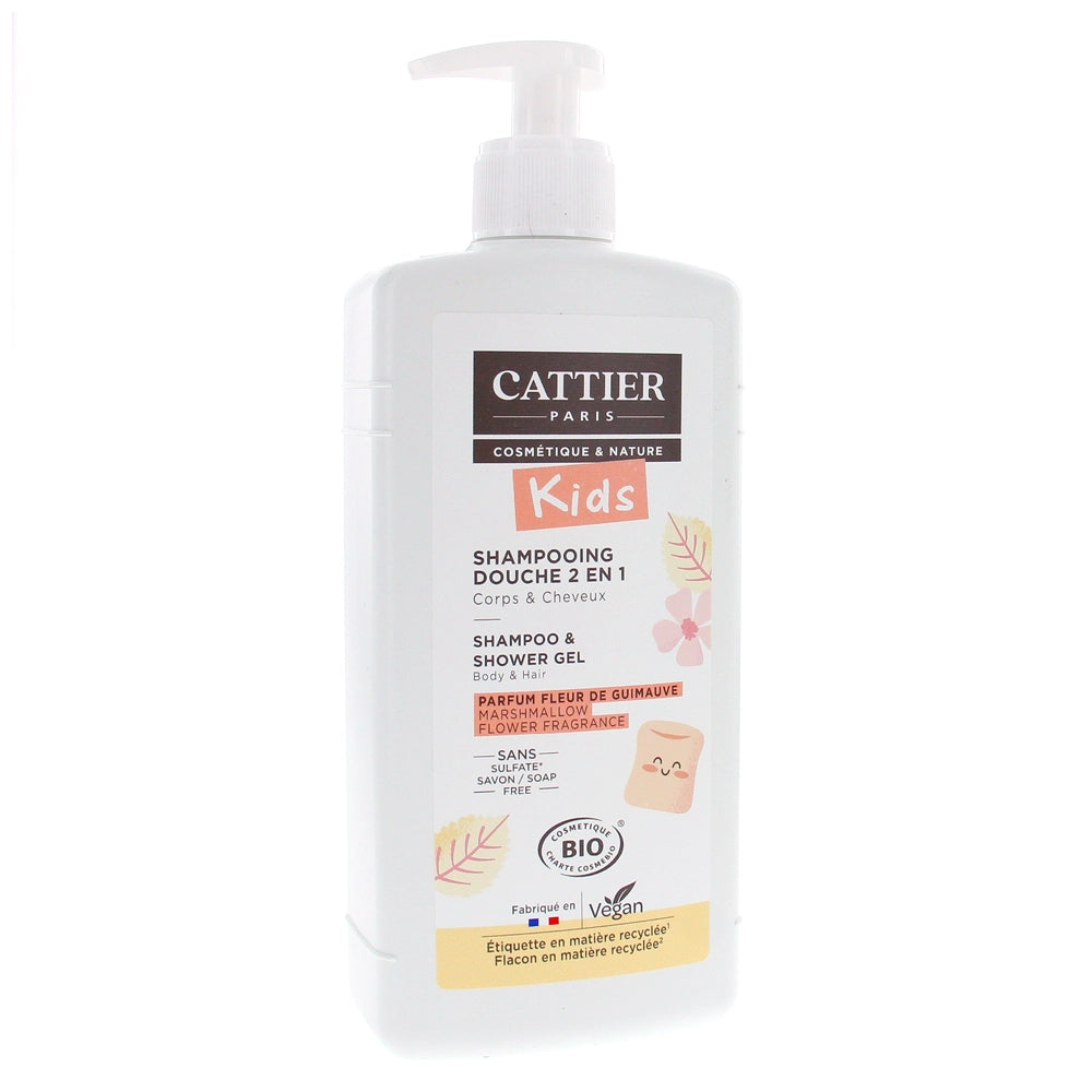 Cattier Kids 2-in-1 Shampoo & Shower Gel Organic Marshmallow Flower Fragrance - 500ml