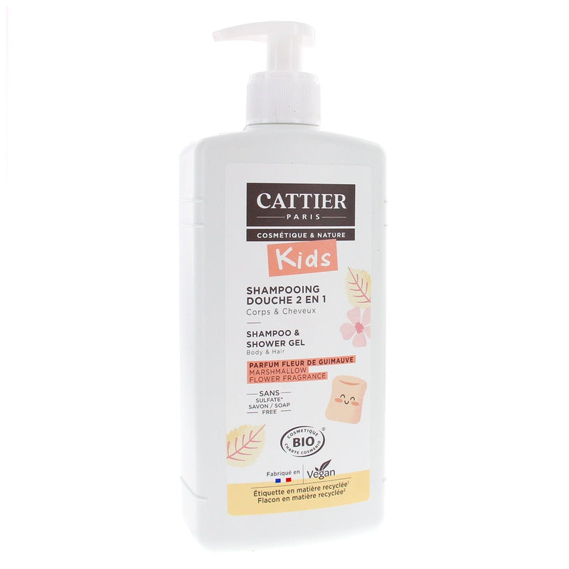 Cattier Kids 2-in-1 Shampoo & Shower Gel Organic Marshmallow Flower Fragrance - 500ml