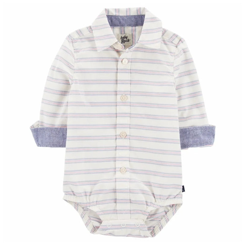 Body Rayé Boutonné sur le Devant Bébé Oshkosh - Bleu & Blanc