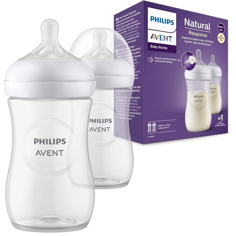 Philips Avent Packs of 2 Natural Response Bottles 1M+ - 260ml