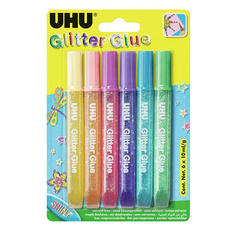 UHU Colle Pailletée Glitter Glue Shiny 6x10ml/g