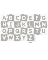 Sunta Tapis Puzzle Alphabets 26 Pièces Souple Antibactérien - Gris & Blanc