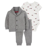 Ensemble 3 Pièces Bébé Carter's - Gris & Blanc