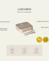 Lunchbox Bento avec Fourchette et Cuillère Citron - Beige