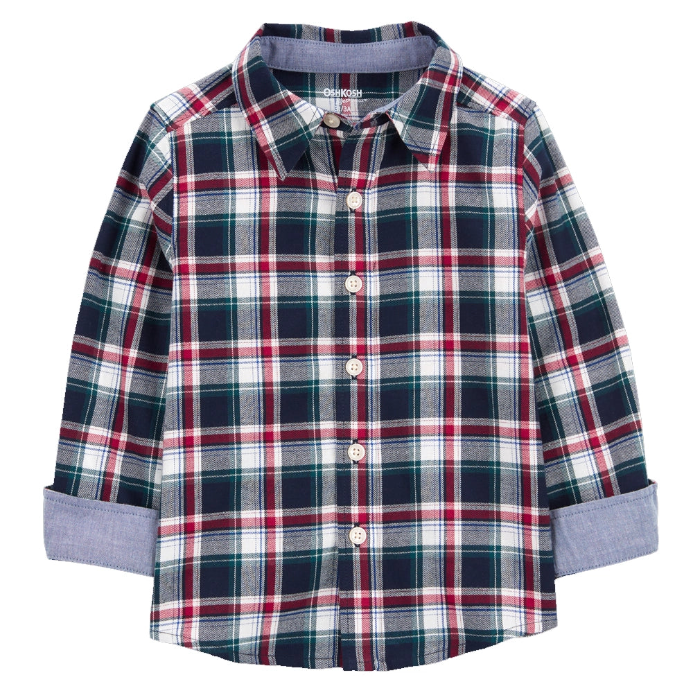 Chemise Boutonnée à Carreaux OshKosh - Bleu & Rouge