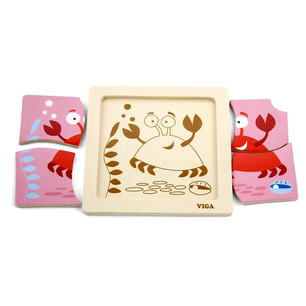 فيغا تويز بازل خشبي مسطح على شكل سلطعون – +12 شهر