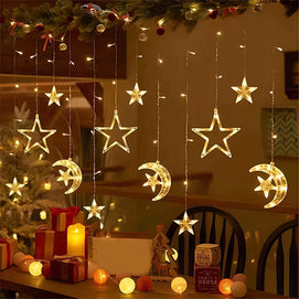 Guirlande Lumineuse LED Transparente Lune & Étoile 3 Mètres