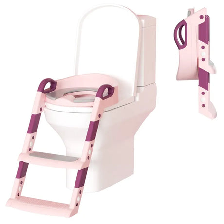 Réducteur de Toilette Pliable avec Échelle 18M+ - Rose & Mauve