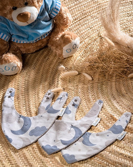 Bambidou Pack de 3 Bavoirs - Bandana Lune et Nuage