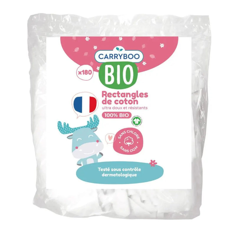 Carryboo Cotton Compresas Rectángulo de Algodón Orgánico - 180 Unidades