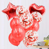 Ramo de Globos de Cumpleaños Rojo – Estrellas, Corazones y Confeti