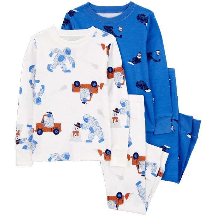 Pijama de algodón de 4 piezas Carter's - Blanco y azul