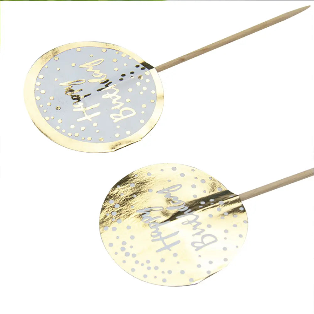 Lot de 12 Pics à Cupcake Happy Birthday 10cm