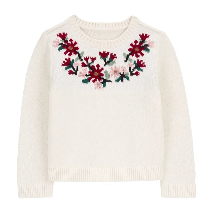 Carter's Cotton Sweater - Ivory Floral