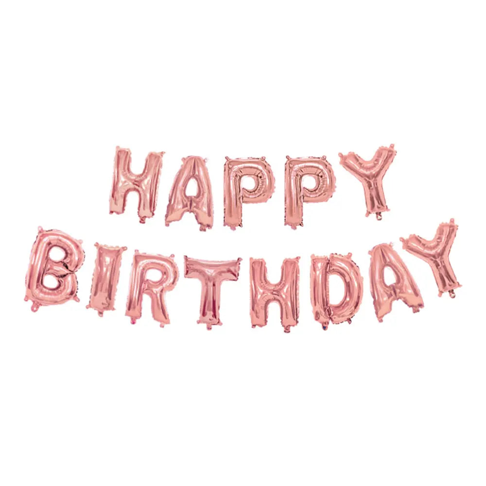 Kit de Globos de Aluminio Oro Rosa HAPPY BIRTHDAY – 40cm
