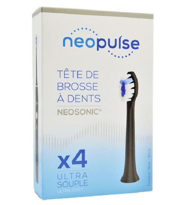 NEOPULSE Recambio 4 Cabezales de Cepillo de Dientes Ultra Suaves Negro