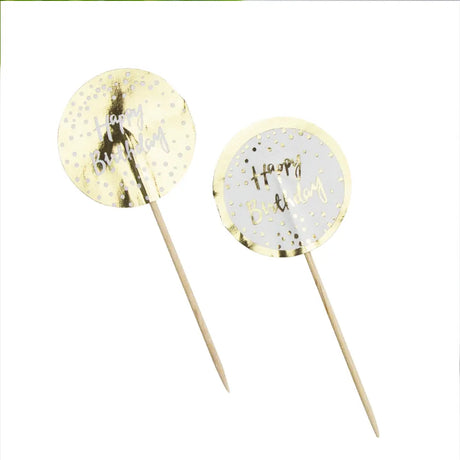 Lot de 12 Pics à Cupcake Happy Birthday 10cm