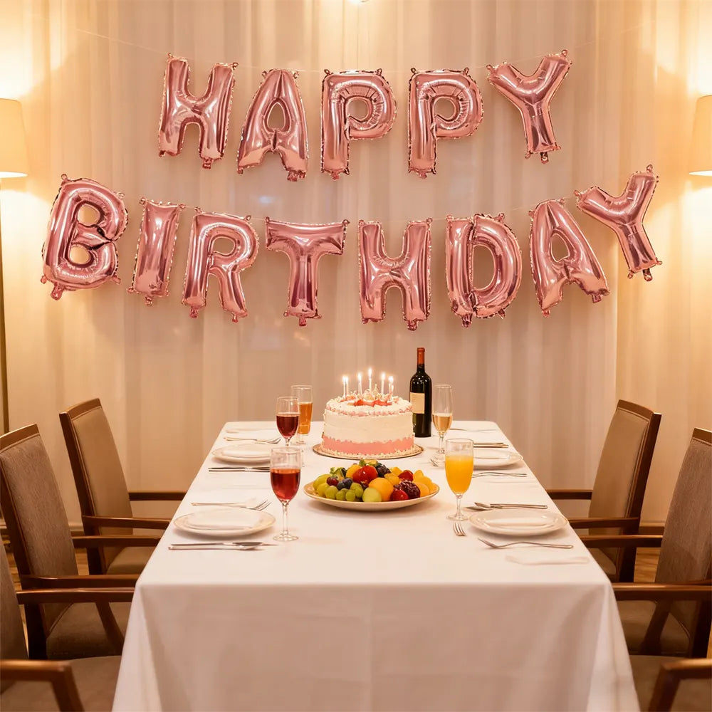 Kit de Globos de Aluminio Oro Rosa HAPPY BIRTHDAY – 40cm