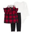 Ensemble 3 Pièces Bébé Carter's - Rouge & Noir & Blanc